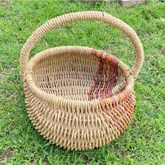 Vintage Buttocks Butt Basket Southwestern Stripe Egg Farm Flower Gathering 20" - Picture 8 of 16